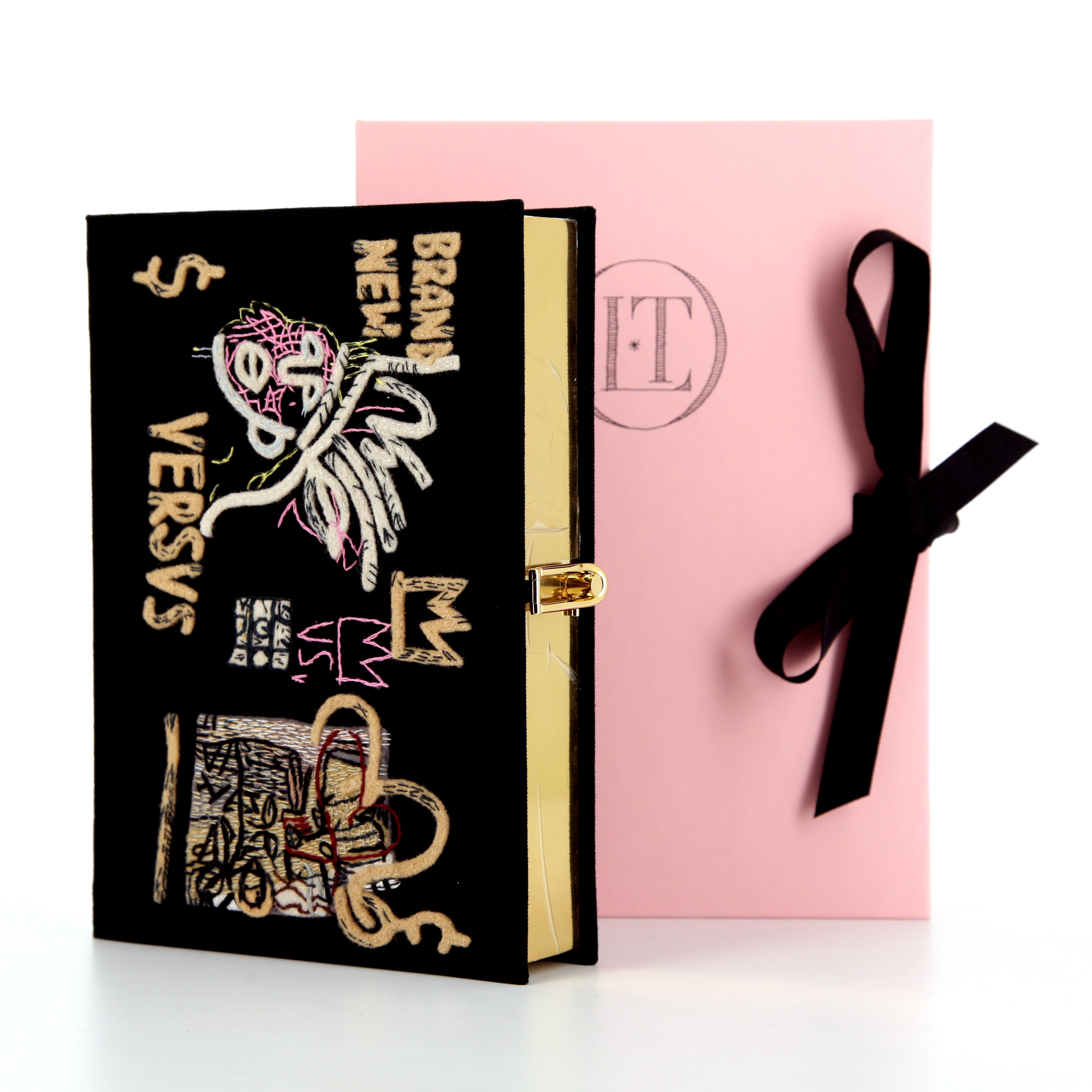 Olympia Le-Tan Basquiat Versus clutch in black embroidered canvas n°34/77 - Detail D1