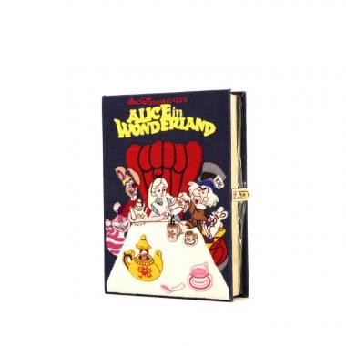 Olympia Le-Tan Alice in Wonderland clutch in dark blue embroidered canvas n°21/32