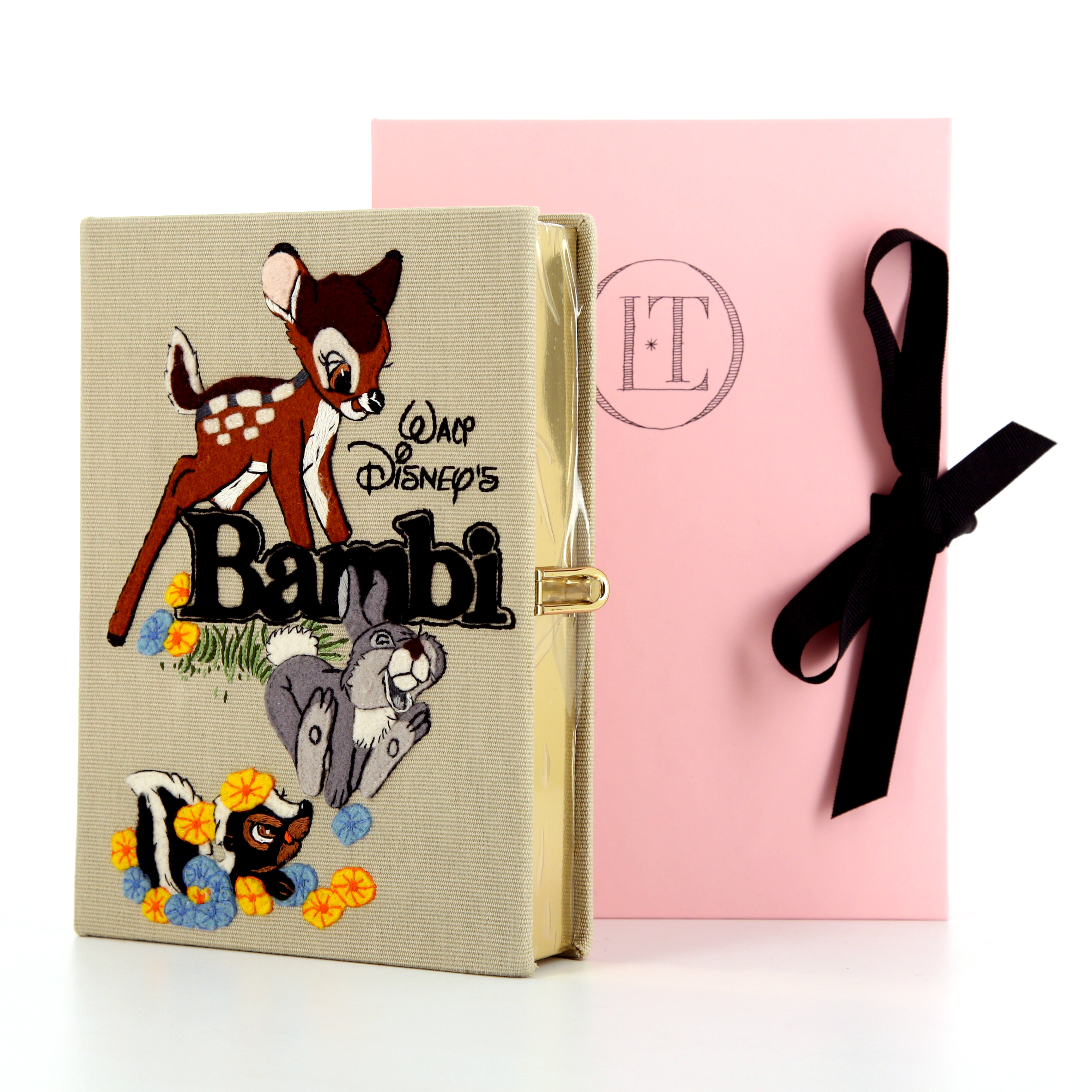 Olympia Le-Tan Bambi clutch in beige embroidered canvas - Detail D1