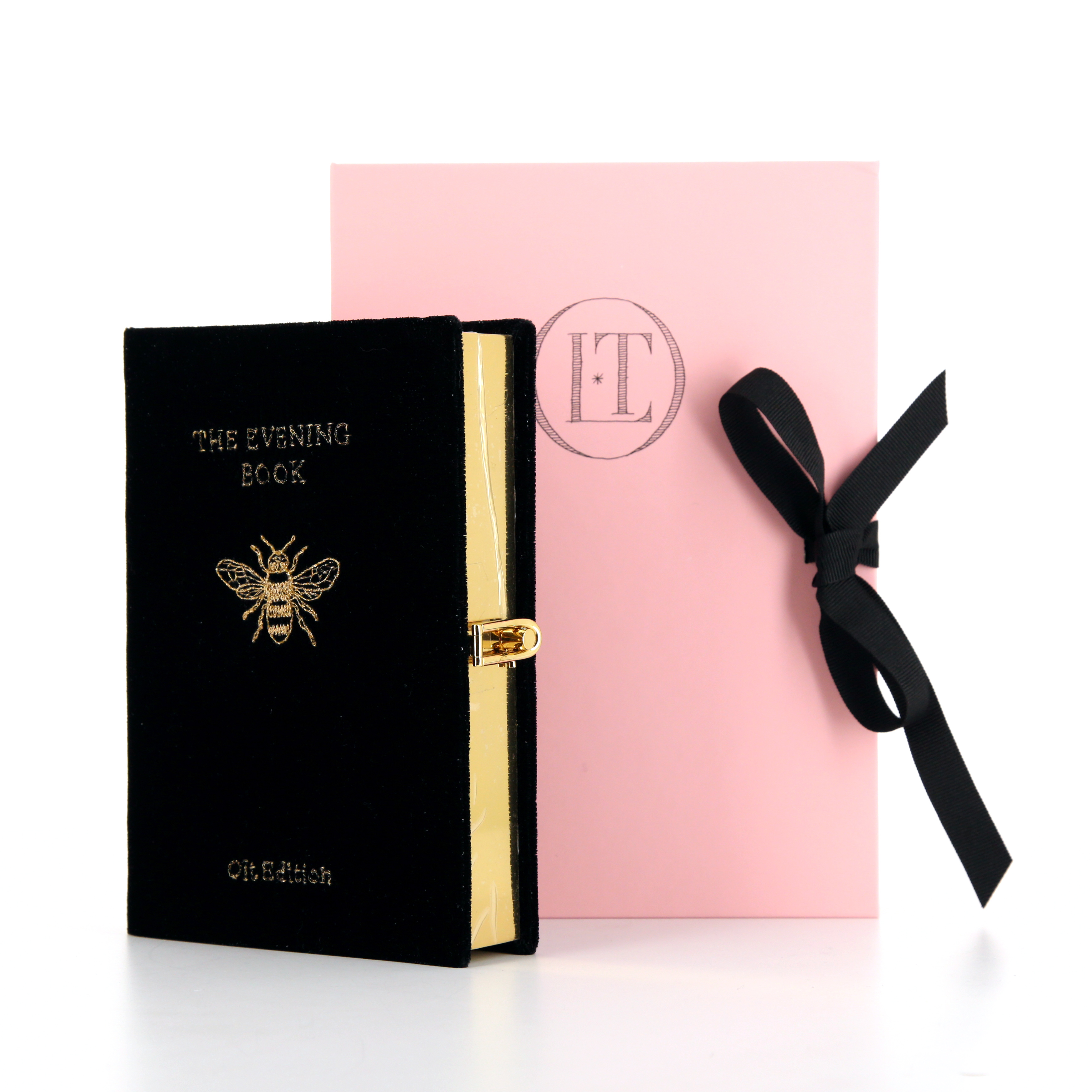 Olympia Le-Tan Bee clutch in black velvet  n°1/16 - Detail D1