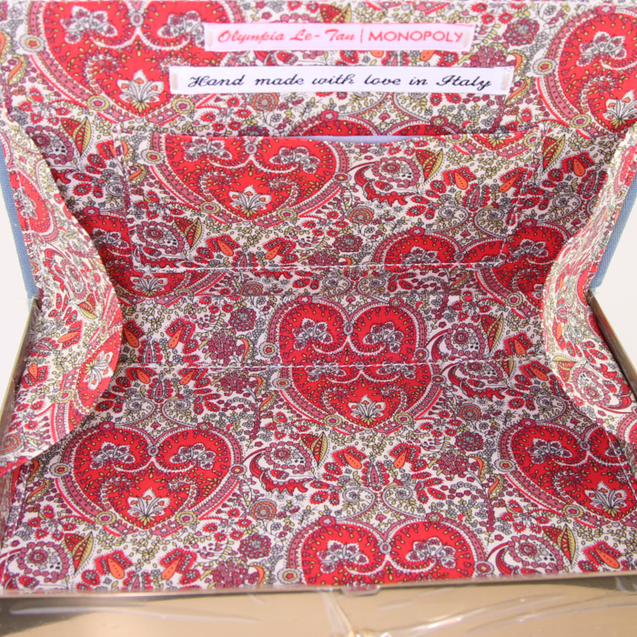 Olympia Le-Tan Community Chest clutch in blue embroidered canvas  n°1/16 - Detail D3