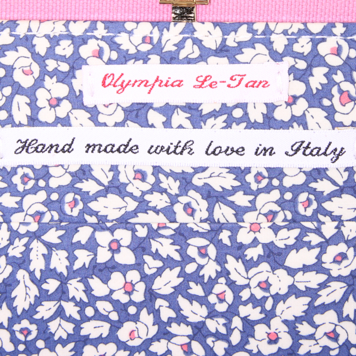 Minaudière Olympia Le-Tan Pony Cassette en tissu brodé rose Artist Proof - Detail D4