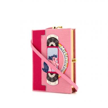 Bolso joya Olympia Le-Tan Pony Cassette en tela bordada rosa Artist Proof