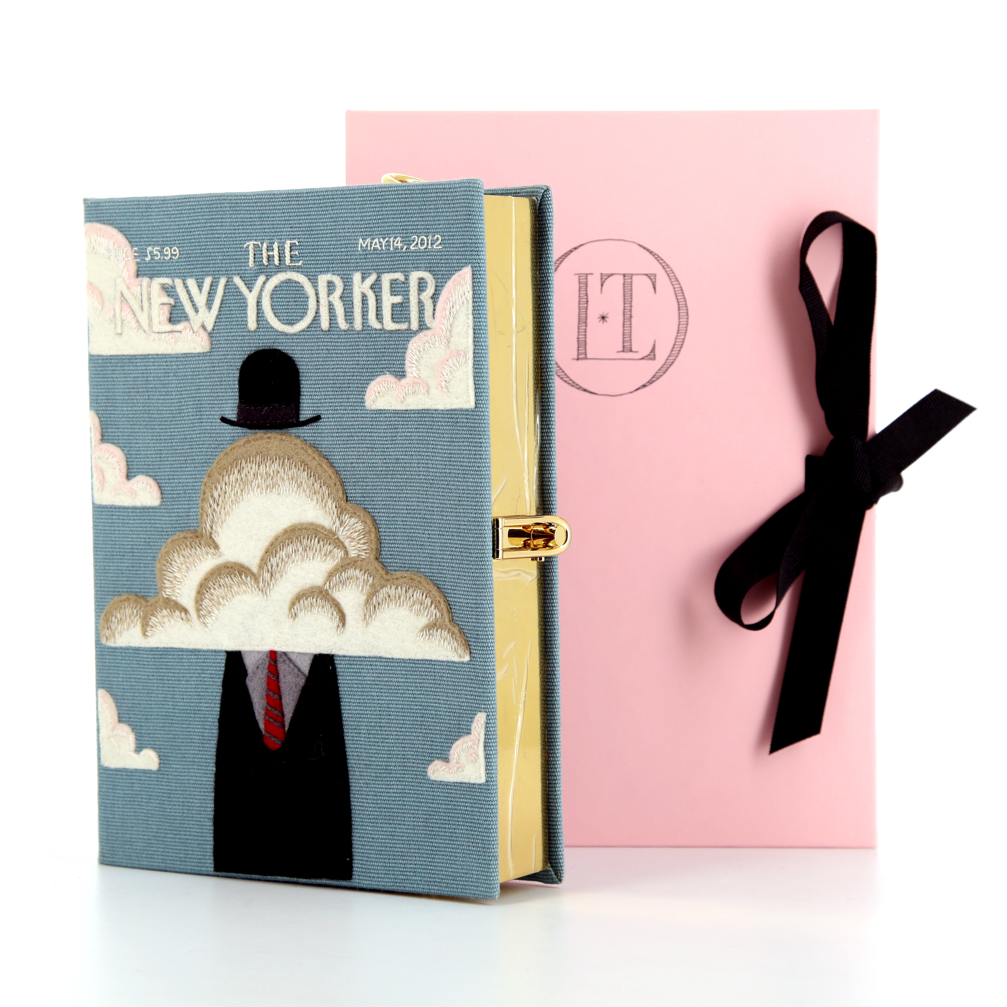 Olympia Le-Tan The New Yorker clutch in light blue embroidered canvas n°1/16 - Detail D1