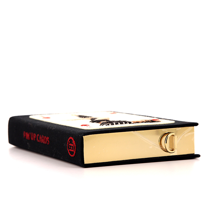 Olympia Le-Tan Pin Up Card clutch in black embroidered canvas n°1/77 - Detail D5