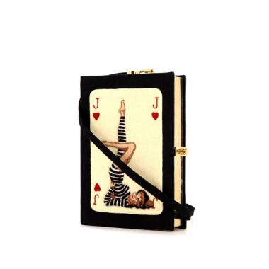 Bolso joya Olympia Le-Tan Pin Up Card en tela bordada negra n°1/77