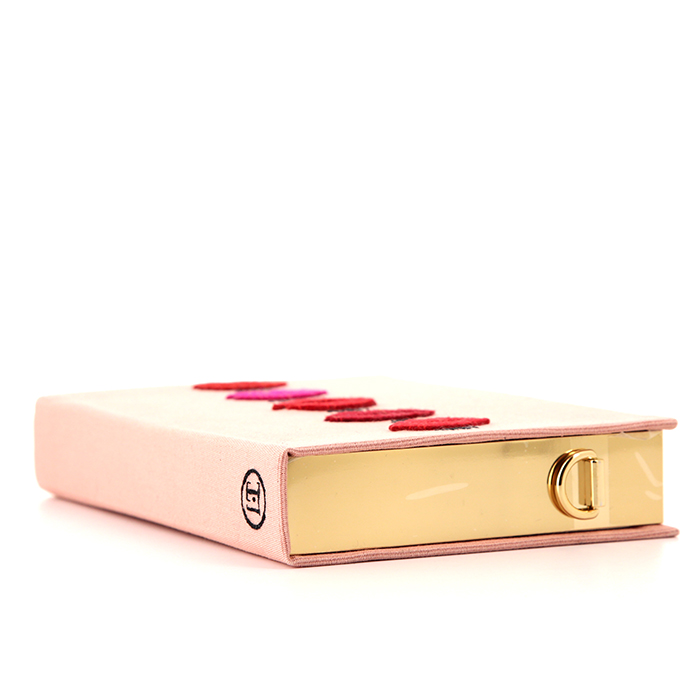 Olympia Le-Tan Grease clutch in pink embroidered canvas n°15/77 - Detail D5