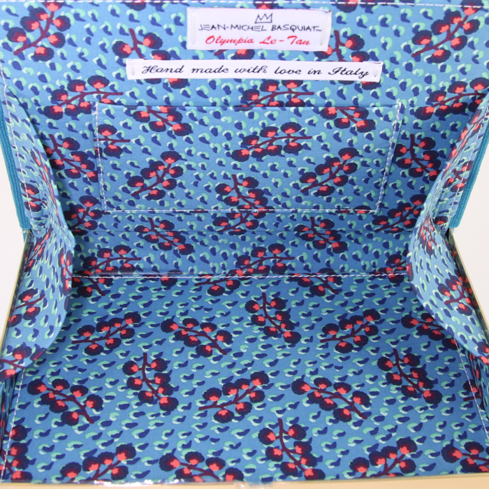 Bolso joya Olympia Le-Tan Basquiat Angel en lona azul - Detail D3