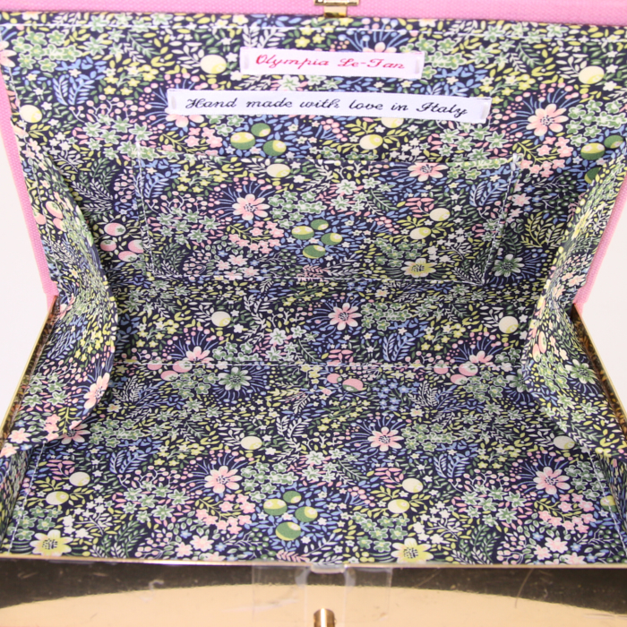 Olympia Le-Tan The New Yorker clutch in pink embroidered canvas n°12/32 - Detail D3