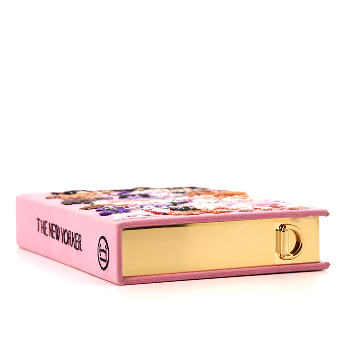 Olympia Le-Tan The New Yorker clutch in pink embroidered canvas n°12/32 - Detail D5