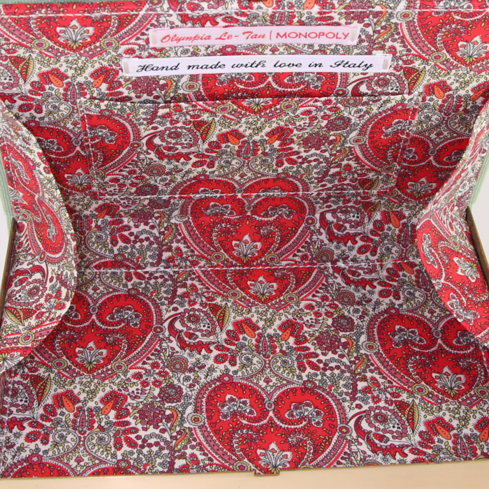 Minaudière Olympia Le-Tan Rue de la Paix en tissu brodé bleu noir et vert n°1/16 - Detail D3