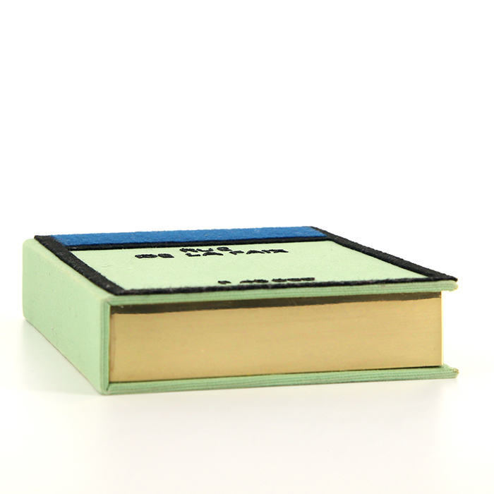 Minaudière Olympia Le-Tan Rue de la Paix en tissu brodé bleu noir et vert n°1/16 - Detail D5