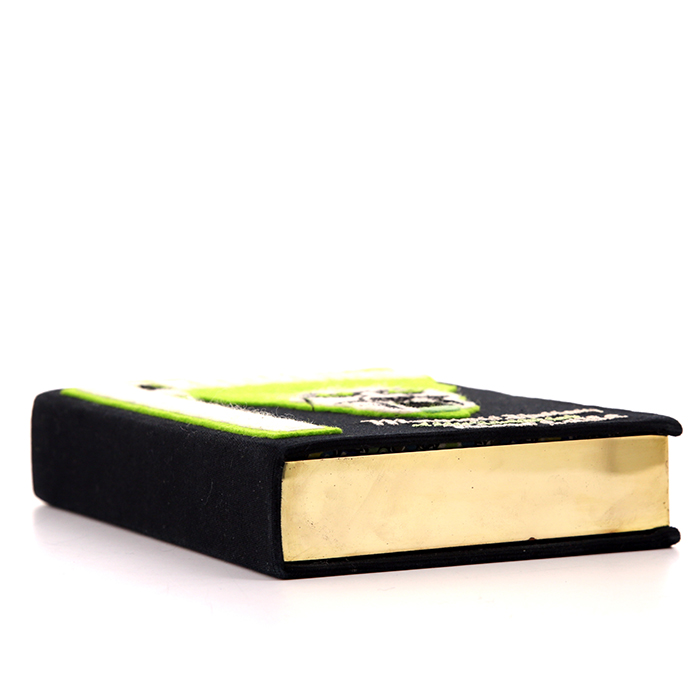 Olympia Le-Tan Frankenstein clutch in black and green embroidered canvas n°13/32 - Detail D5
