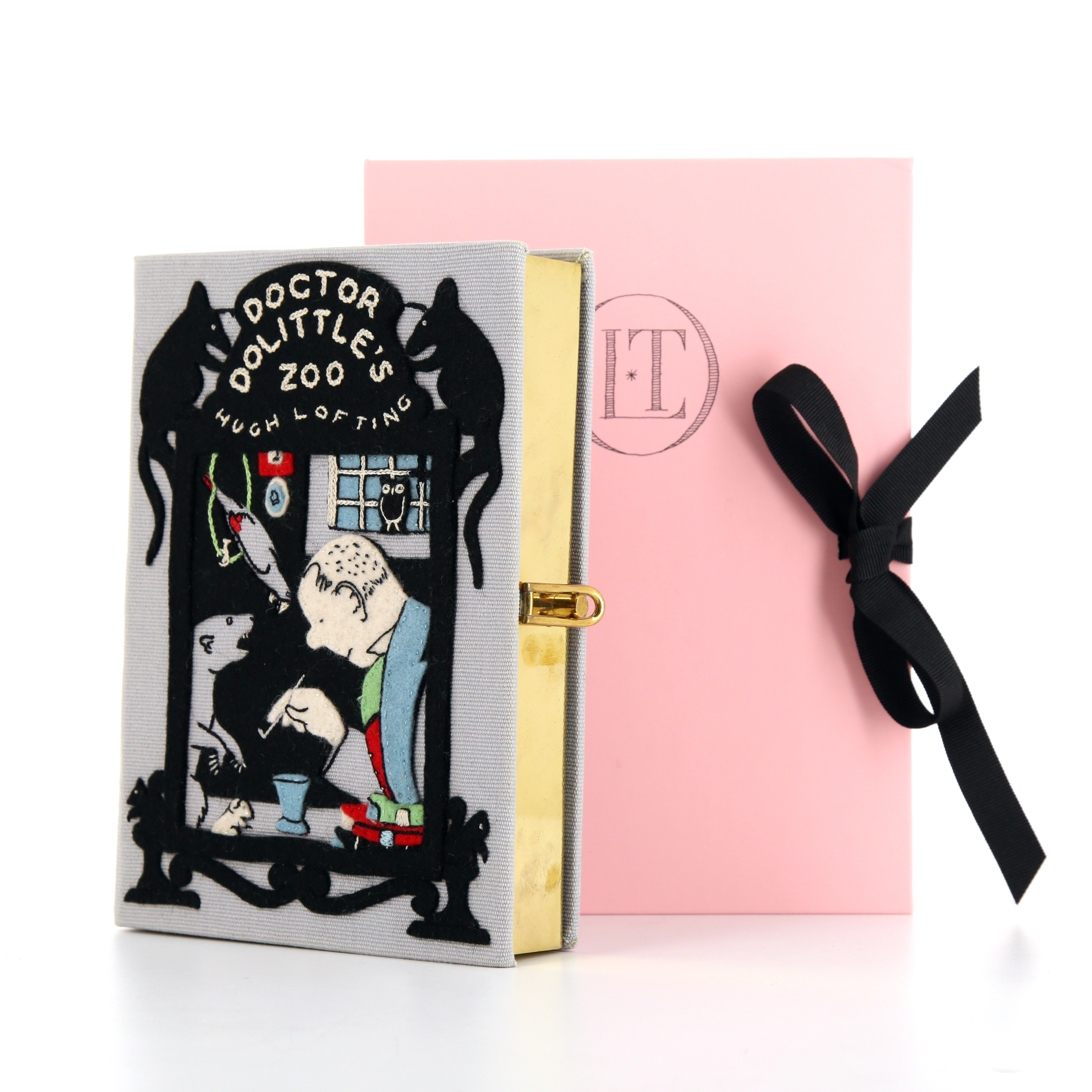 Olympia Le-Tan Dr. Do Little clutch in grey embroidered canvas Artist Proof n°1 - Detail D1