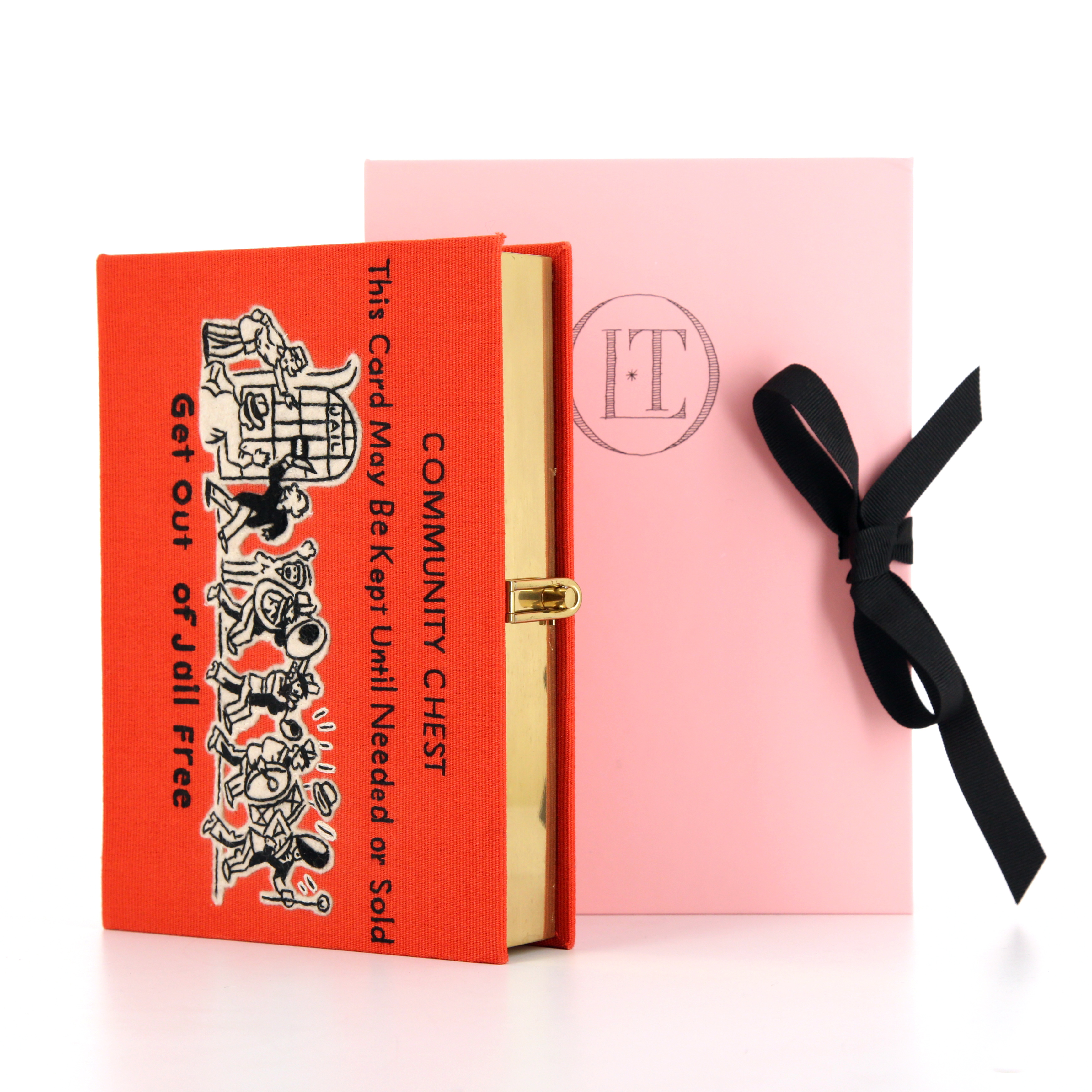 Olympia Le-Tan Community Chest clutch in orange embroidered canvas n°1/16 - Detail D1