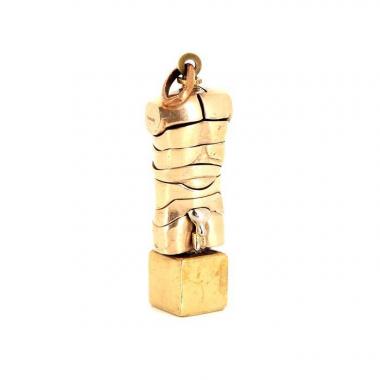 Miguel Berrocal, gilt bronze and metal “Microdavid-off” pendant, with its original box, signed