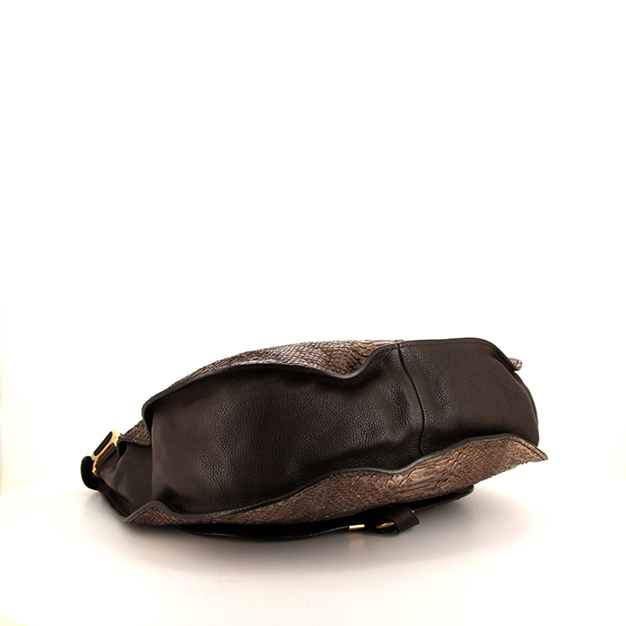 Bolso de mano Chloé Marcie en cuero marrón - Detail D4