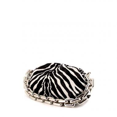 Bottega Veneta Chain Pouch handbag in black and white leather