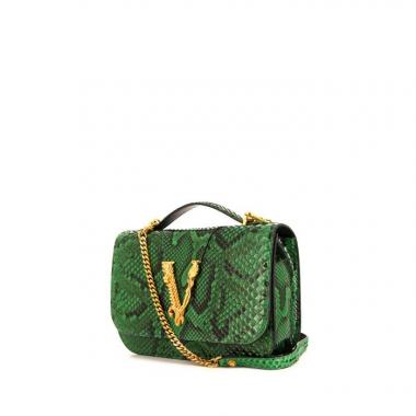Borsa a tracolla Versace Virtus in pitone verde