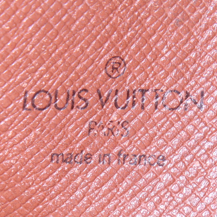 Borsa bisaccia Louis Vuitton Cartouchiére in tela monogram marrone e pelle naturale - Detail D3
