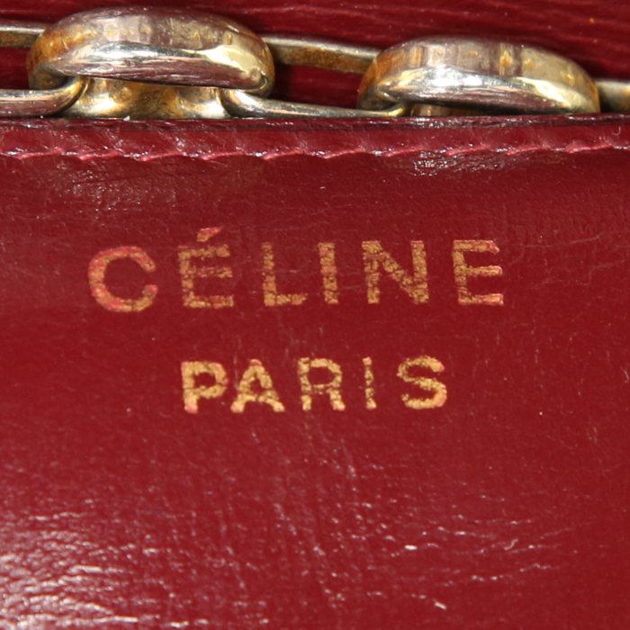 Celine Vintage handbag in burgundy leather - Detail D3