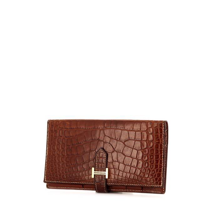 Hermes, Bearn, Ostrich, brown, Leather, Wallet