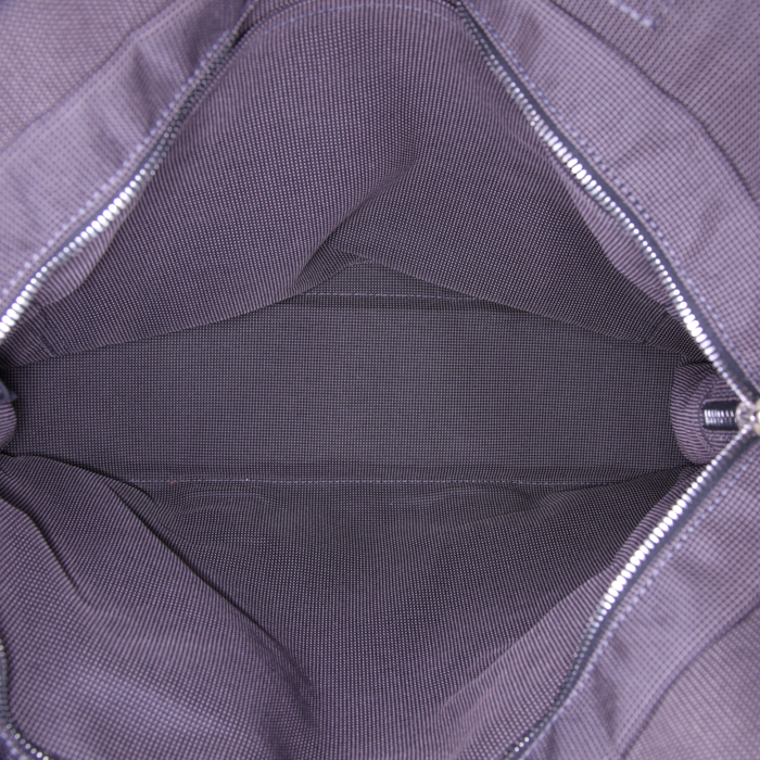 Sac cabas Hermes Toto Bag - Shop Bag en toile grise et noire - Detail D2