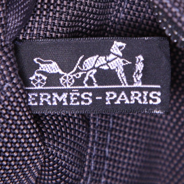 Sac cabas Hermes Toto Bag - Shop Bag en toile grise et noire - Detail D3
