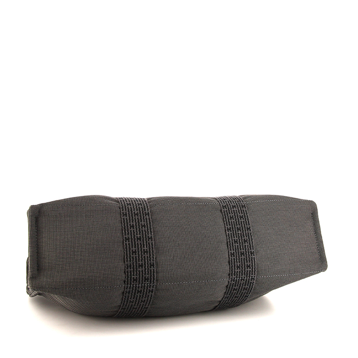 Hermes Toto Bag - Shop Bag shopping bag in grey and black canvas - Detail D4