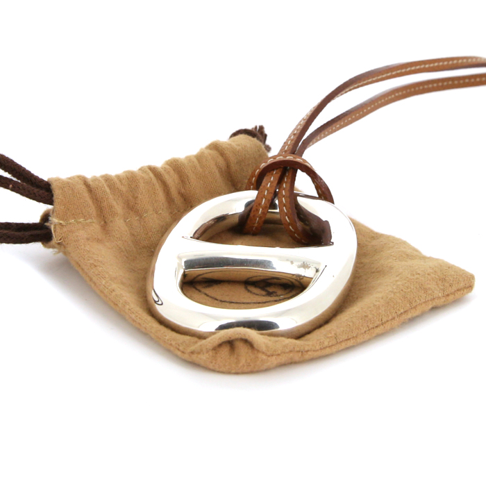 Pendentif Hermes Chaine d'Ancre taille XL en métal argenté - Detail D2