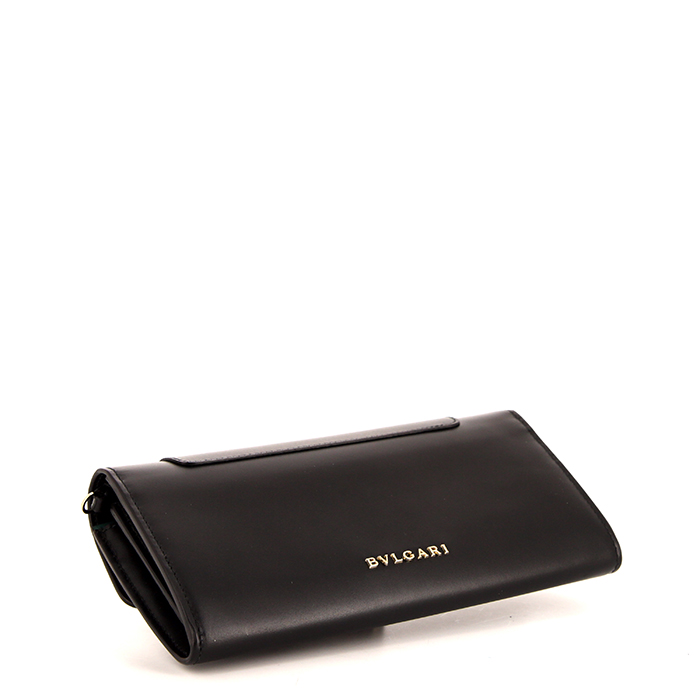 Bulgari Serpenti handbag/clutch in black leather - Detail D4