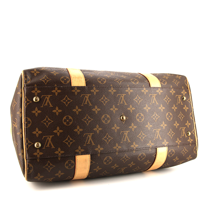 Louis Vuitton Carryall travel bag in brown monogram canvas and natural leather - Detail D4