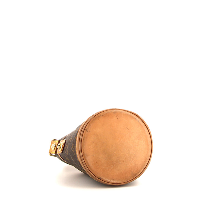 Bolso de mano Louis Vuitton en lona Monogram y cuero natural - Detail D5