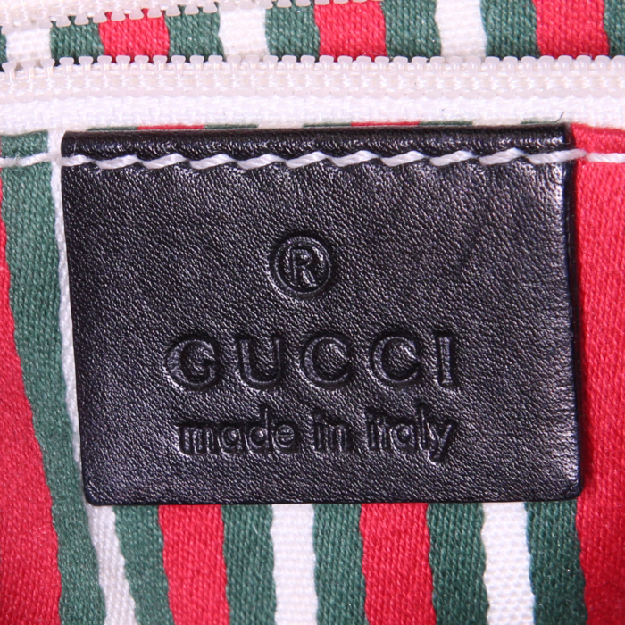 Bolso de mano Gucci Vintage en lona Monogram negra y cuero negro - Detail D3