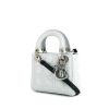 Dior Mini Lady Dior shoulder bag in grey blue leather cannage - 00pp thumbnail