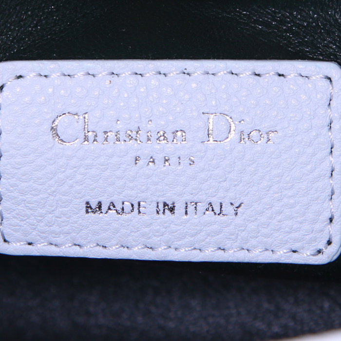 Sac bandoulière Dior Mini Lady Dior en cuir cannage bleu-gris - Detail D4