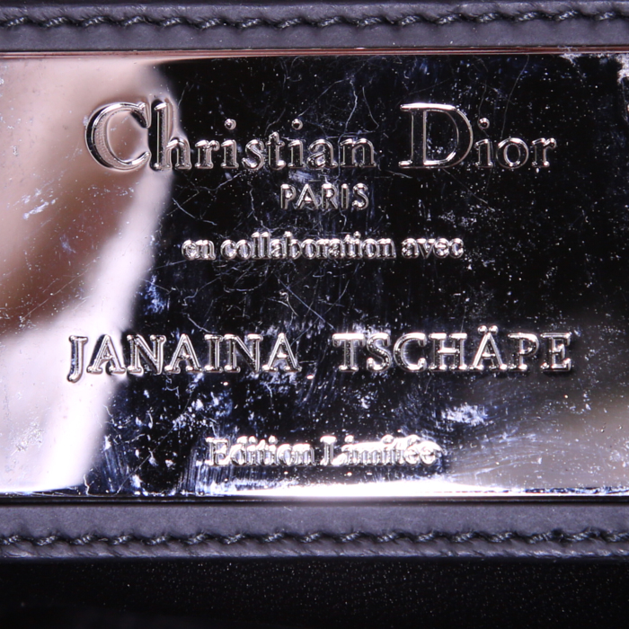 Dior Mini Lady Dior shoulder bag in blue, black, purple and green multicolor leather - Detail D4