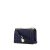 Dior Diorama shoulder bag in blue satin and blue leather - 00pp thumbnail
