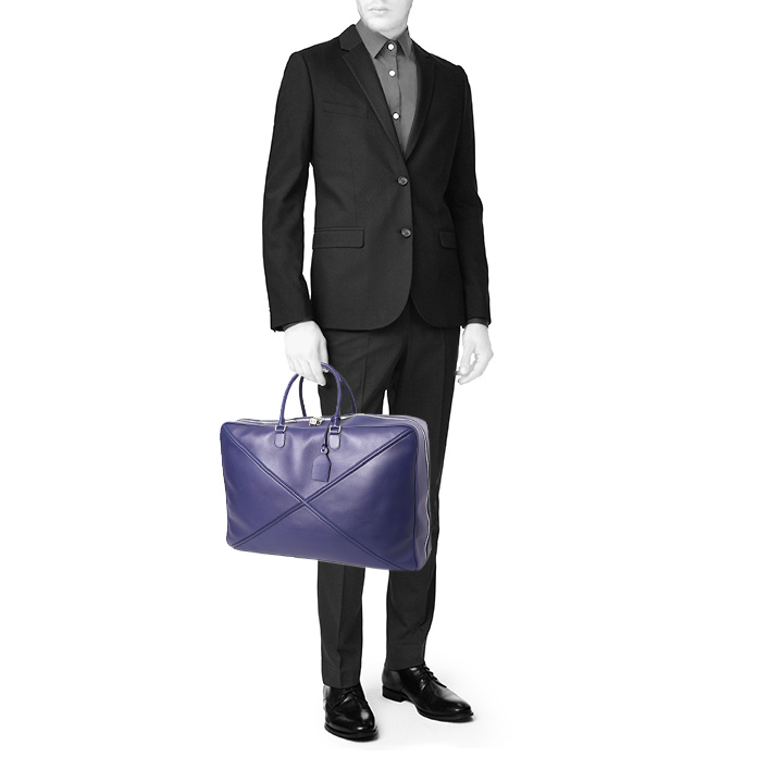 Sac de week end Loewe en cuir bleu - Detail D2