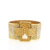 Articulated Vintage cuff bracelet in yellow gold,  pink gold and white gold - 360 thumbnail