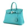 Hermes Birkin 35 cm handbag in turquoise leather taurillon clémence - 00pp thumbnail