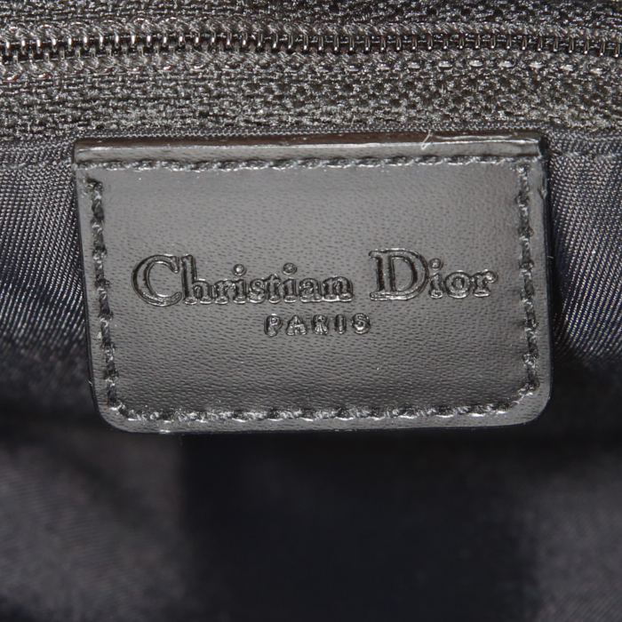 Sac bandoulière Dior Street Chic en toile monogram noire et cuir noir - Detail D3