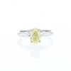 Solitaire ring in white gold, yellow gold and "Fancy Yellow" diamond (1,61 carat) - 360 thumbnail