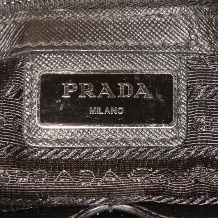 Porte-documents Prada en toile noire et cuir noir - Detail D4