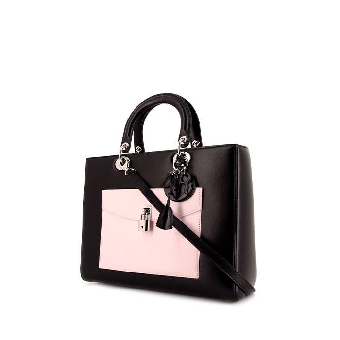 Lady Dior Edition Limitée Large Model Handbag In Black, Pink And