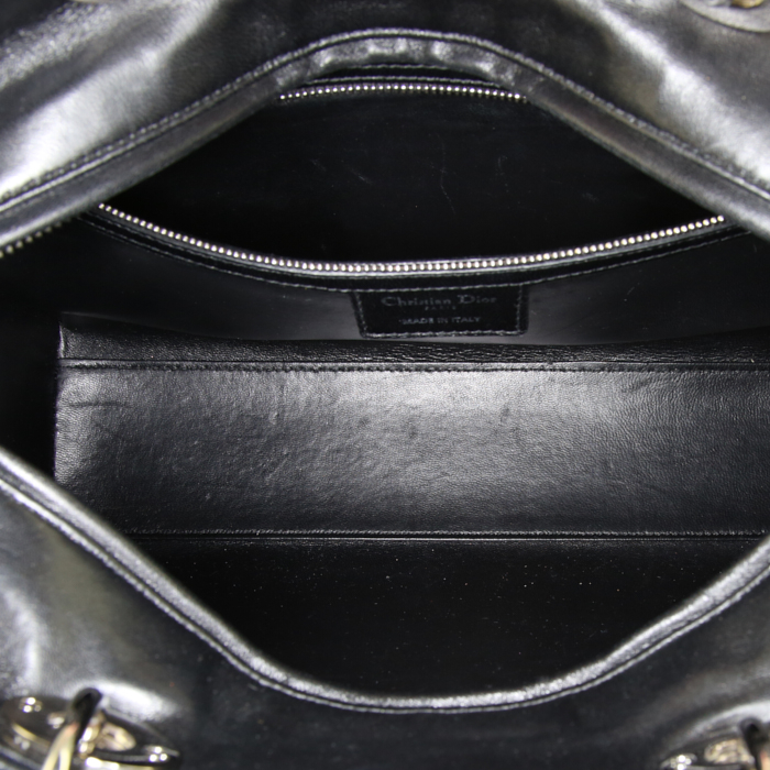 Dior Lady Dior Edition Limitée large model handbag in black, pink and green leather - Detail D3