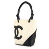 Chanel Cambon shopping bag in white and black quilted leather - 00pp thumbnail