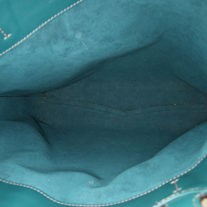 Cartier shopping bag in pigeon blue leather - Detail D2