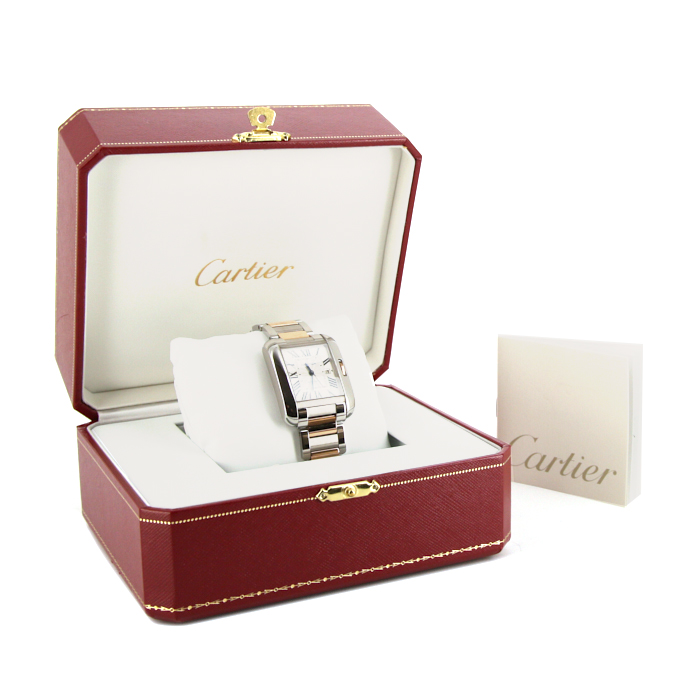 Montre Cartier Tank Anglaise en acier et or rose Ref :  3511 Vers  1990