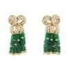 Vintage earrings in yellow gold,  diamonds and emerald - 00pp thumbnail